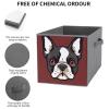 2PCS Collapsible Storage Bins with Dual Handles Fabric Storage Basket Foldable Cubes Organizer Baskets Cartoon Boston Terrier Face Storage Boxes for Organizing Clothing Cube Storage Organizer Bins view 3