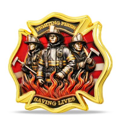 RYUKENLM Firefighter Challenge Coin -Symbol of Bravery, Sacrifice & Duty -Thank You for Your Service-Ideal Gift for Firefighters & First Responders