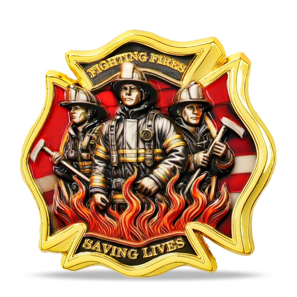 RYUKENLM Firefighter Challenge Coin -Symbol of Bravery, Sacrifice & Duty -Thank You for Your Service-Ideal Gift for Firefighters & First Responders