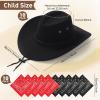 Unittype 20 Pcs Christmas Western Costume Cowboy Hats Set Kids Cowgirl Themed Party Felt Bandanna Hat with Paisley Bulk(Black) view 2