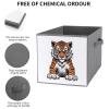 2PCS Collapsible Storage Bins with Dual Handles Fabric Storage Basket Foldable Cubes Organizer Baskets Tiger Head with Raised Paws Storage Boxes for Organizing Clothing Cube Storage Organizer Bins view 3
