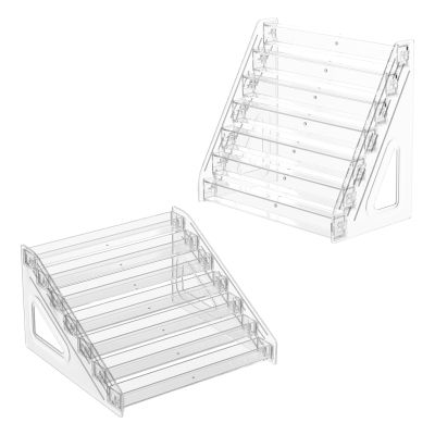 2 Pack Card Display Stand for Trading Card Greeting Card Display Stand, Versatile 7 Tier Figurine Crystal Display Shelf for Collectibles, Pops, PSA Cards, Sports Cards, Business Cards
