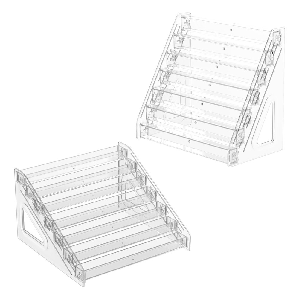 2 Pack Card Display Stand for Trading Card Greeting Card Display Stand, Versatile 7 Tier Figurine Crystal Display Shelf for Collectibles, Pops, PSA Cards, Sports Cards, Business Cards
