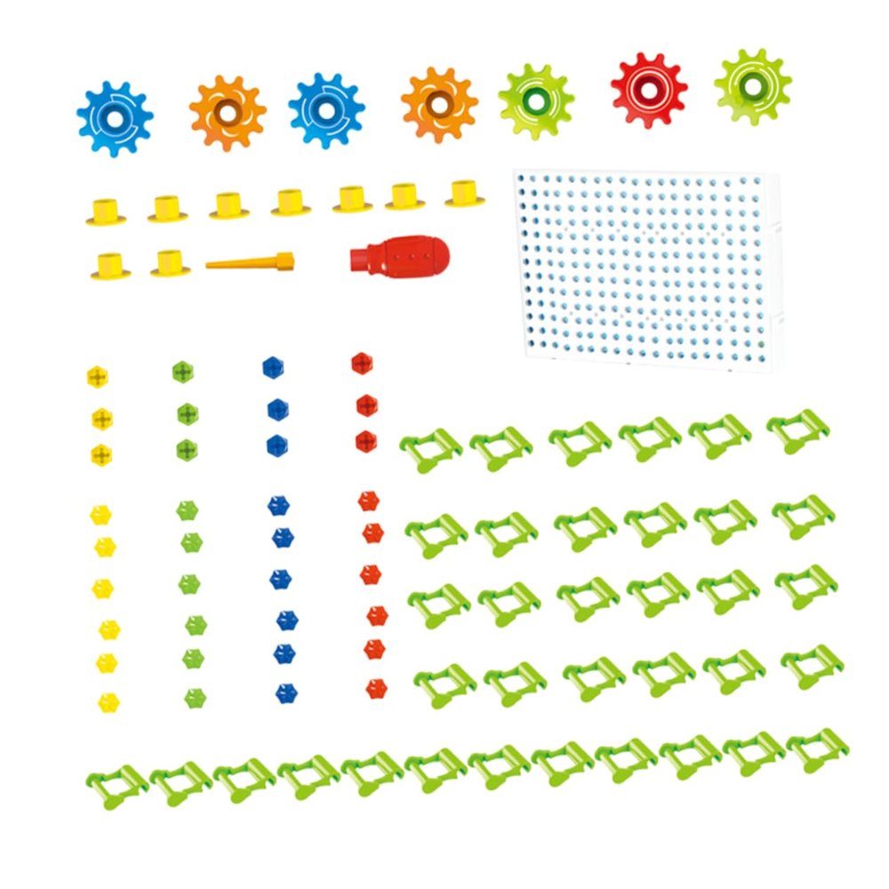 Kisangel 1 Set DIY Gear Wheel Assemble Disassemble Toolbox for Bright Colors Safe Material Enhances Imagination Motor Skills Fun Learning Activity