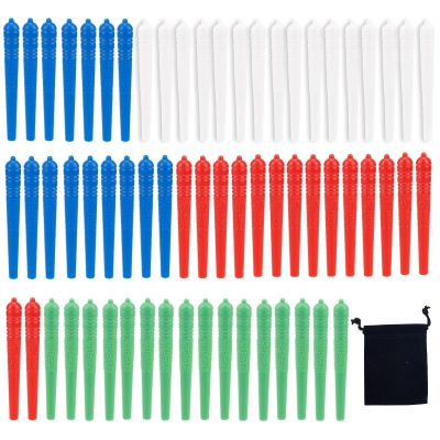 64 Pcs Plastic Cribbage Board Pegs with Storage Bag, Four Colors Traditional Cribbage Pegs with Tapered Design for Peg Board Games and Scorekeeping (Blue, White, Green, Red)