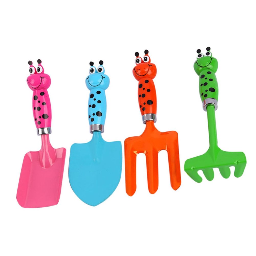 VICASKY 4-Piece Kids Gardening Tool Set Multi-Functional Shovel Rake and Trowel for Play Sturdy and Lightweight Gardening Toys for Boys and Girls Random Color
