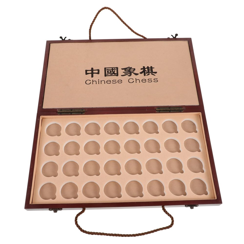HANABASS Chinese Chess Set Portable Wooden Chess Box for Adults and Kids Foldable Travel Game for Family Fun