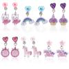 Mikovivi 6 Pairs Colorful Clip on Drop Earrings Set, Resin No Pierced Design Kids Child Dangle Earrings Cute Butterfly Ear Clips for Children Toddler Party Daily Wearing Princess Jewelry view 1