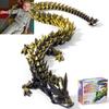 TXB3DOK 31.5" Large 3D Printed Dragon Bigger Fidget Animals Toys, Oversized Flexible Articulated Crystal Fidget Toy, Huge 3D Printed Dragon Gift for Desk and Home Decor (Black Gold, 31.5 inch) view 1