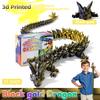 TXB3DOK 31.5" Large 3D Printed Dragon Bigger Fidget Animals Toys, Oversized Flexible Articulated Crystal Fidget Toy, Huge 3D Printed Dragon Gift for Desk and Home Decor (Black Gold, 31.5 inch) view 2