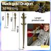 TXB3DOK 31.5" Large 3D Printed Dragon Bigger Fidget Animals Toys, Oversized Flexible Articulated Crystal Fidget Toy, Huge 3D Printed Dragon Gift for Desk and Home Decor (Black Gold, 31.5 inch) view 3