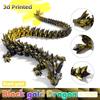 TXB3DOK 31.5" Large 3D Printed Dragon Bigger Fidget Animals Toys, Oversized Flexible Articulated Crystal Fidget Toy, Huge 3D Printed Dragon Gift for Desk and Home Decor (Black Gold, 31.5 inch) view 4