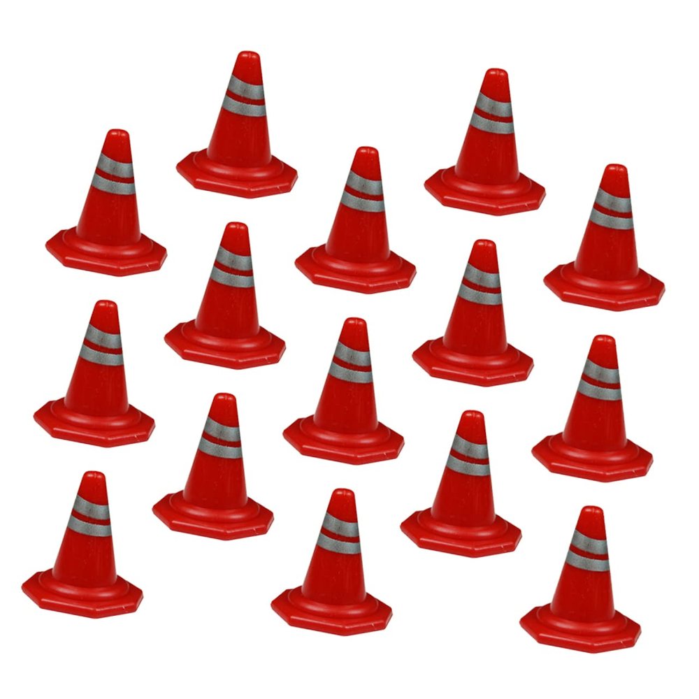 BESPORTBLE 15Pcs Plastic Traffic Cones Model Simulation Roadblock Teaching for Home Lightweight and Compact for Education Photography and Micro Landscape Props