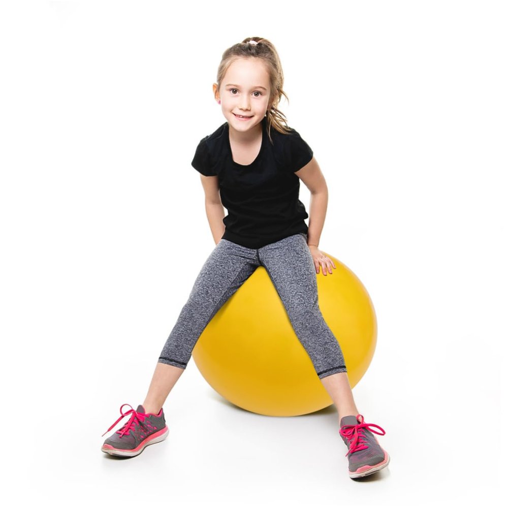 FAVOMOTO Inflatable Jumping Ball Yellow Hop Ball for Indoor and Promotes Coordination and Ages