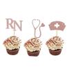 Hemobllo 24pcs Nurse Cupcake Decor Creative Nursing School Cake Picks Rose Gold Party Cupcake Toppers Styles Each for Nurse Graduation Celebrations view 1