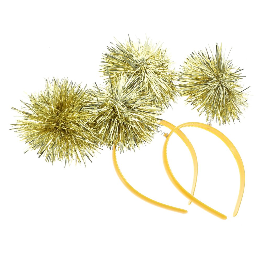 BIUDECO 2pcs Tinsel Bopper Headbands for Kids Sparkly Hair Bands Pom Poms Fun Party Headdress for Birthdays and Holidays
