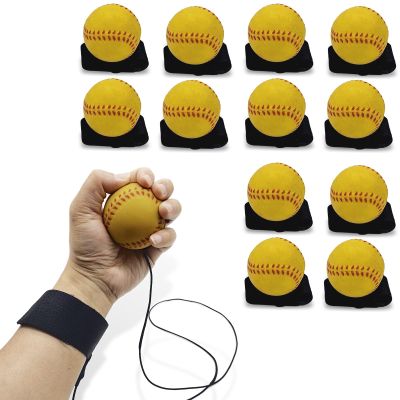 4/8/16 Pack 2.36 inch Wrist Return Balls Baseballs on a String with Wristband - for Kids, Teens & Adults - Fun Sports Gift for Wrist Exercise Hand-Eye Coordination & Rebound Practice (16, Yellow)