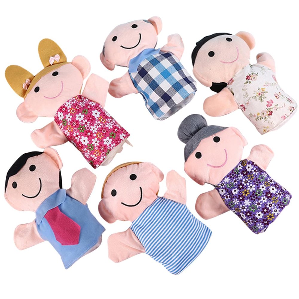BRIGHTFUFU 6pcs Family Hand Puppet Adorable Early Education Storytelling Puppets for Interactive Role Play Plaything for Home School and Kindergarten