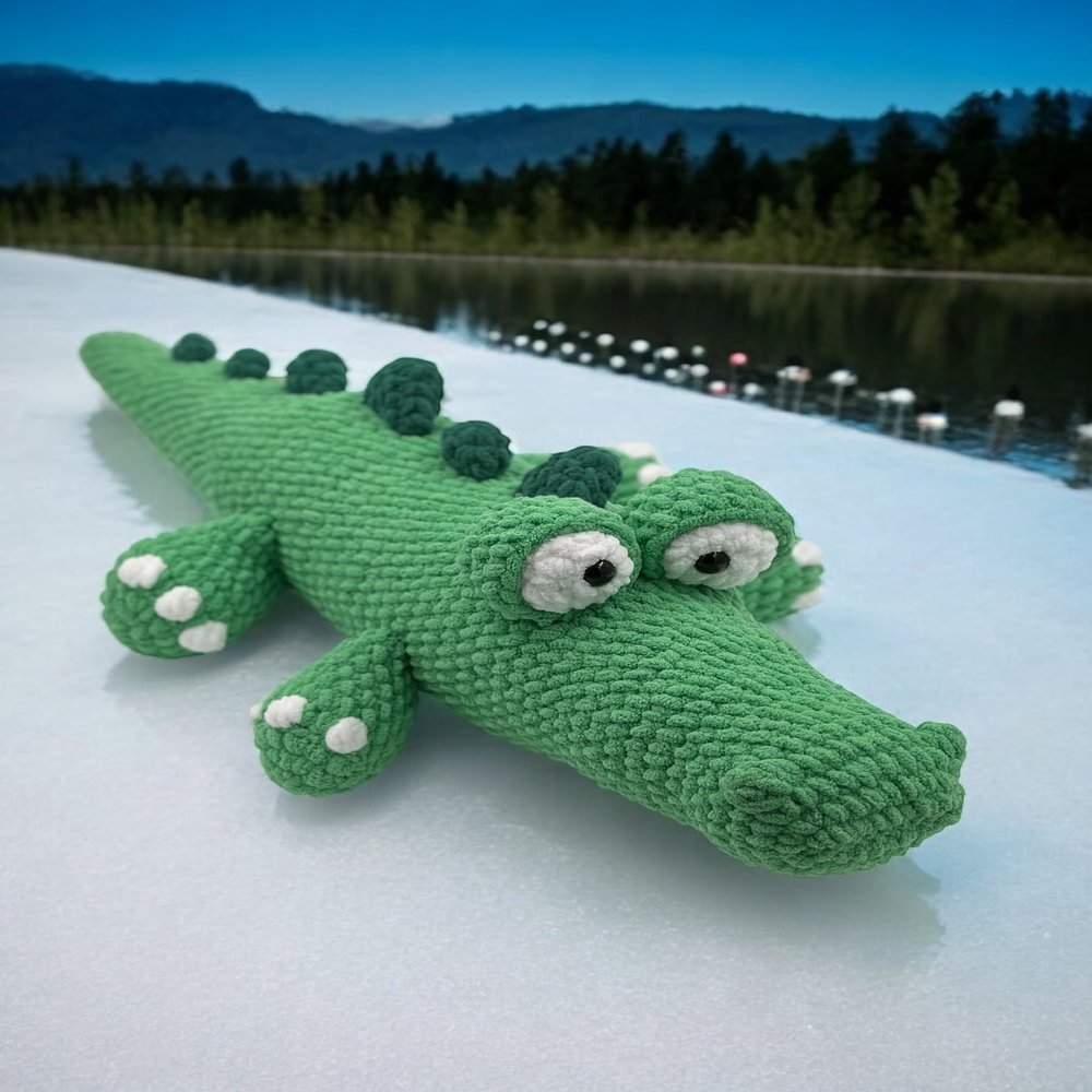 Crochet Weighted Crocodile Plush