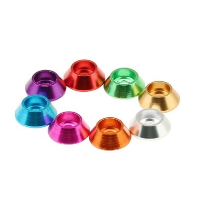 M3 Colourful Anodized Aluminum Alloy Cone Cup Head Washer Cap Head Gaskets for RC Parts 8Colors 50PCS(Green)