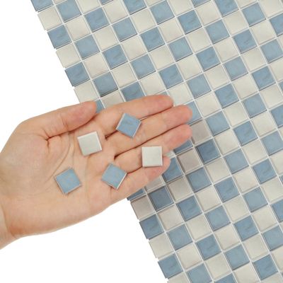 150 pcs, Dollhouse Flooring, 1:12 Scale Doll House Tiles, Miniature Checkerboard Floor, REDUCIO! (Blue and Soft Grey)
