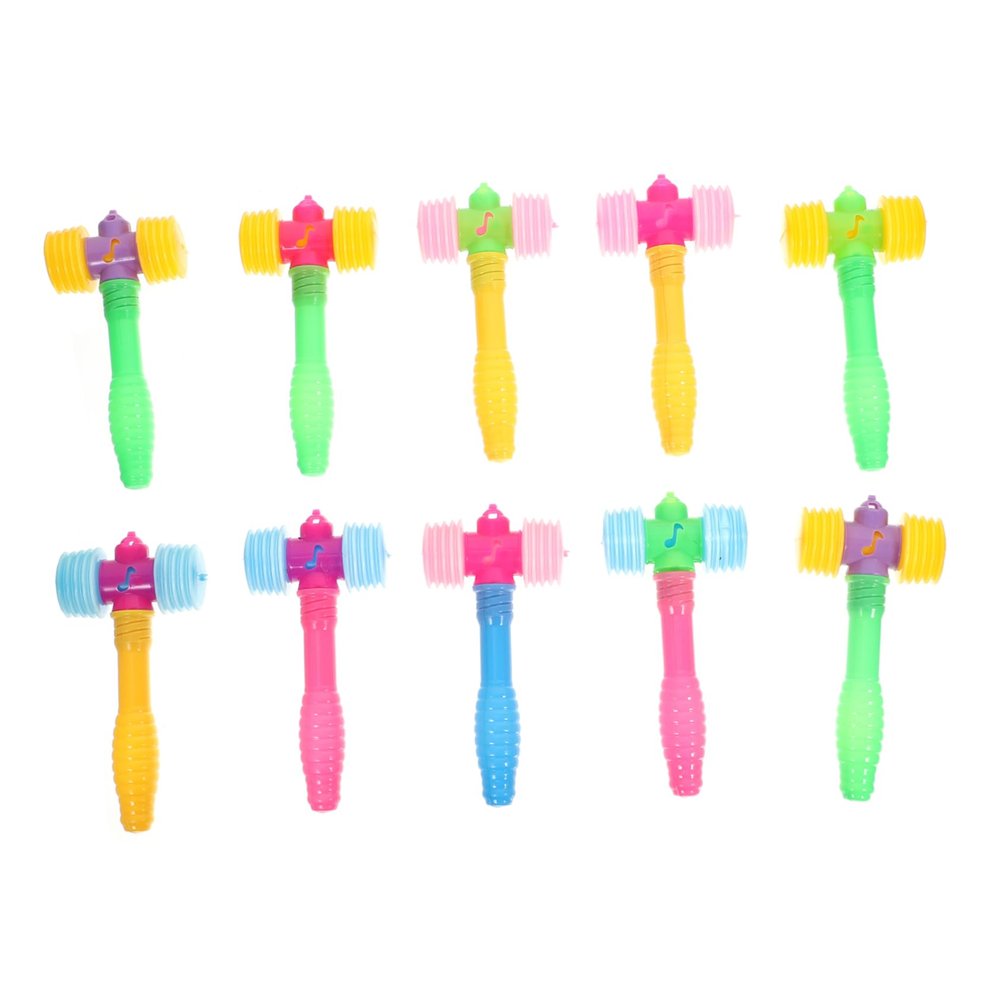 Luxshiny 10 Pcs Squeaky Hammer Toys Set for Kids Colorful Plastic Mallet Sound Educational Pounding Toys for Toddlers and Babies Fun Plaything for Boys and Girls