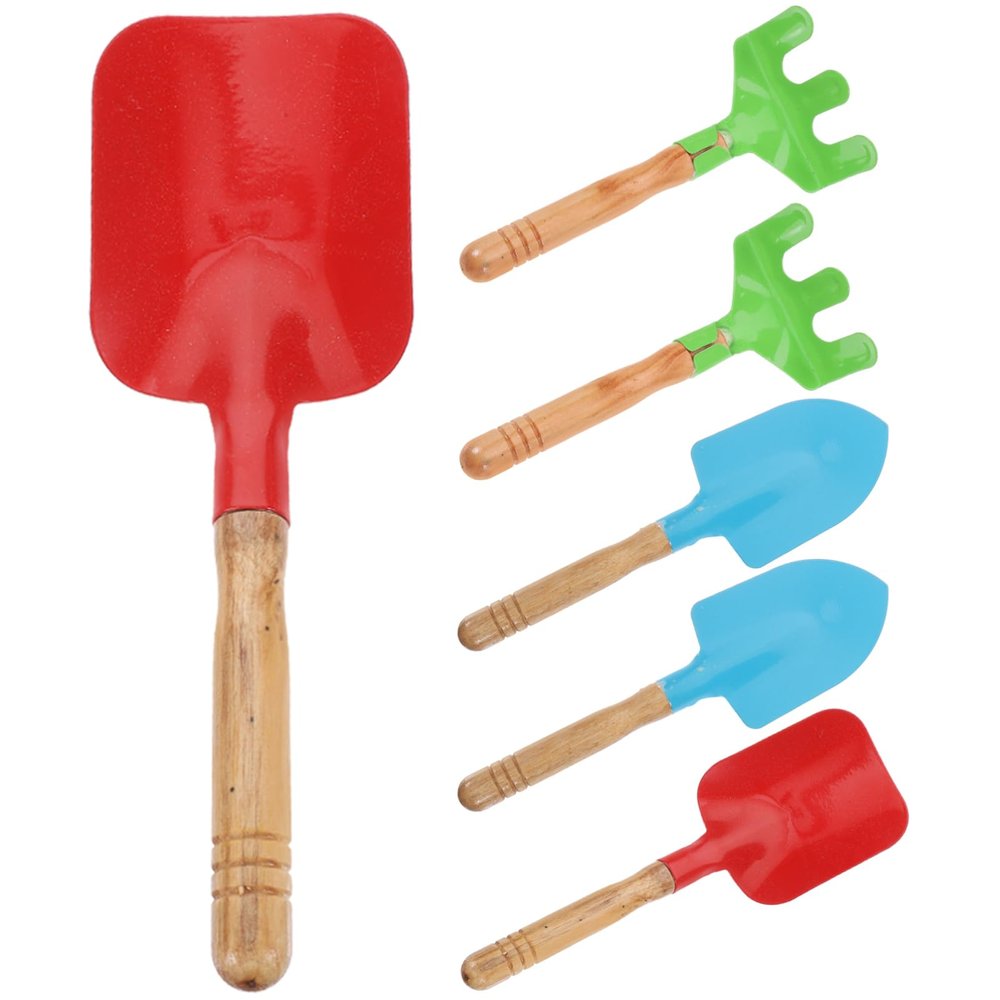DECHOUS 2 Sets Gardening Tools of Garden Shovel and Rake for Outdoor Planting Lightweight Digging for Fun and Educational Playtime Activities Random Color
