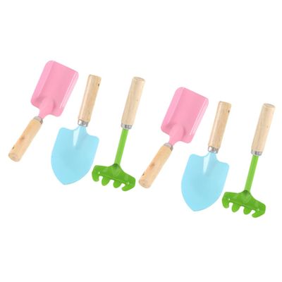 Kisangel 2 Sets Gardening Tools Mini Metal Trowel with Sturdy Wooden Handles Safe for Rake Shovel Trowel for Boys Random Color Random Color