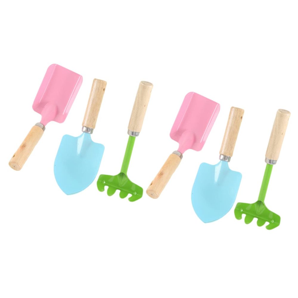 Kisangel 2 Sets Gardening Tools Mini Metal Trowel with Sturdy Wooden Handles Safe for Rake Shovel Trowel for Boys Random Color Random Color