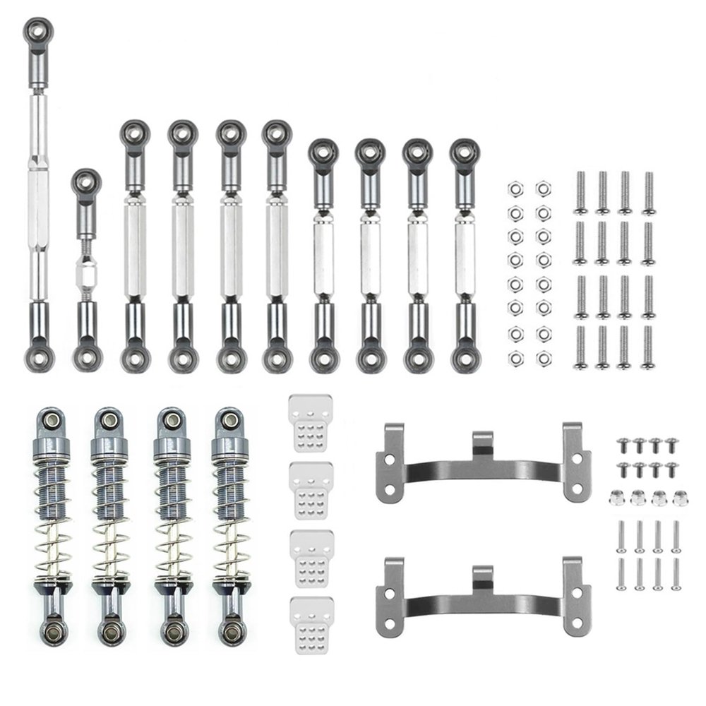 RC Upgrade Parts for C14 for C24 for C24-1 Metal Steering Link Rod Pull Rod Mounts Shock Absorbers Set for 1/16 RC Car Upgrade