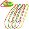 EJMGYJOR Neon plastic bead necklace bracelet 8-piece set, women's retro clothing accessories, jewelry party, dance party, makeup party, dance party accessories view 2