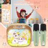 J&D Mini Karaoke Machine for Kids Adults, Portable Bluetooth Speaker with 2 Wireless Mics and Cat Sticker for Girls Boys Age 310 Birthday Gifts Princess Toys, Colorful LED, Green view 2