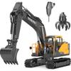 DOUBLE E Volvo 1:16 Scale RC Excavator 3-in-1 Construction Toys with 360 Rotation, Metal Shovel, Drill & Grabber  Professional Grade Remote Control Engineering Vehicle view 1