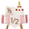 1/2 Birthday Girl, Half Birthday Decorations, 6 Month High Chair Banner, Bling Party Decorations Set With Handmade Cake Candle Crown Hat (Pink) view 1