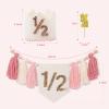 1/2 Birthday Girl, Half Birthday Decorations, 6 Month High Chair Banner, Bling Party Decorations Set With Handmade Cake Candle Crown Hat (Pink) view 2
