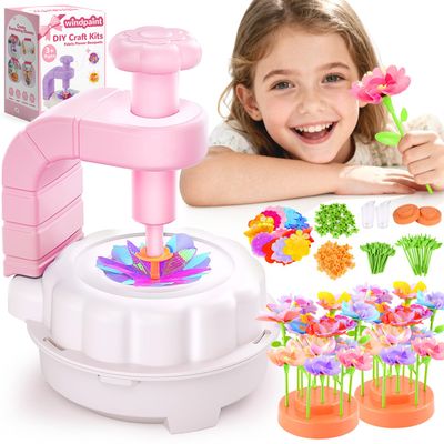 Arts and Crafts for Kids, DIY Fabric Flower Bouquet Craft Kits for Kids Toys, Educational Preschool Learning Detective Toy for Girls 3 4 5 6 7 8 9 10 11 12 Years Old Toddler Birthdays Gift(Pink)