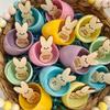 Cwmiibili Easter Kids Reward Bunny Tokens Easter Tokens Pocket Tokens, Wooden Easter Bunny Reward Tokens 28PCS view 2