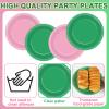 100 Pcs Pink and Green Party Supplies Halloween Witch Paper Plates and Napkins Crown Witch Hat Shape Napkin Disposable Dessert Cake Tableware Set for Women Girls Birthday Baby Shower Party Decorations view 3