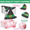 100 Pcs Pink and Green Party Supplies Halloween Witch Paper Plates and Napkins Crown Witch Hat Shape Napkin Disposable Dessert Cake Tableware Set for Women Girls Birthday Baby Shower Party Decorations view 4