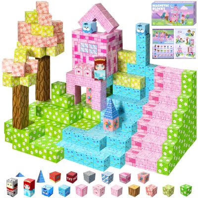 100PCS Magnetic Blocks, Magnetic Building Blocks, STEM Constructions Magnet Blocks for Boys Girls Age 3 4 5 6 7 8 9 10, Sensory Stacking Toy Christmas Birthday Gifts for Kids