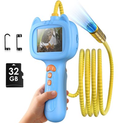 Borescope Snake Camera with Light for KidsSTEM Endoscope Educational Toy KitOutdoor Camping Nature Science Exploration Hoilday Birthday Gift for Boys & Girls Ages 3+ Years Old (Blue)