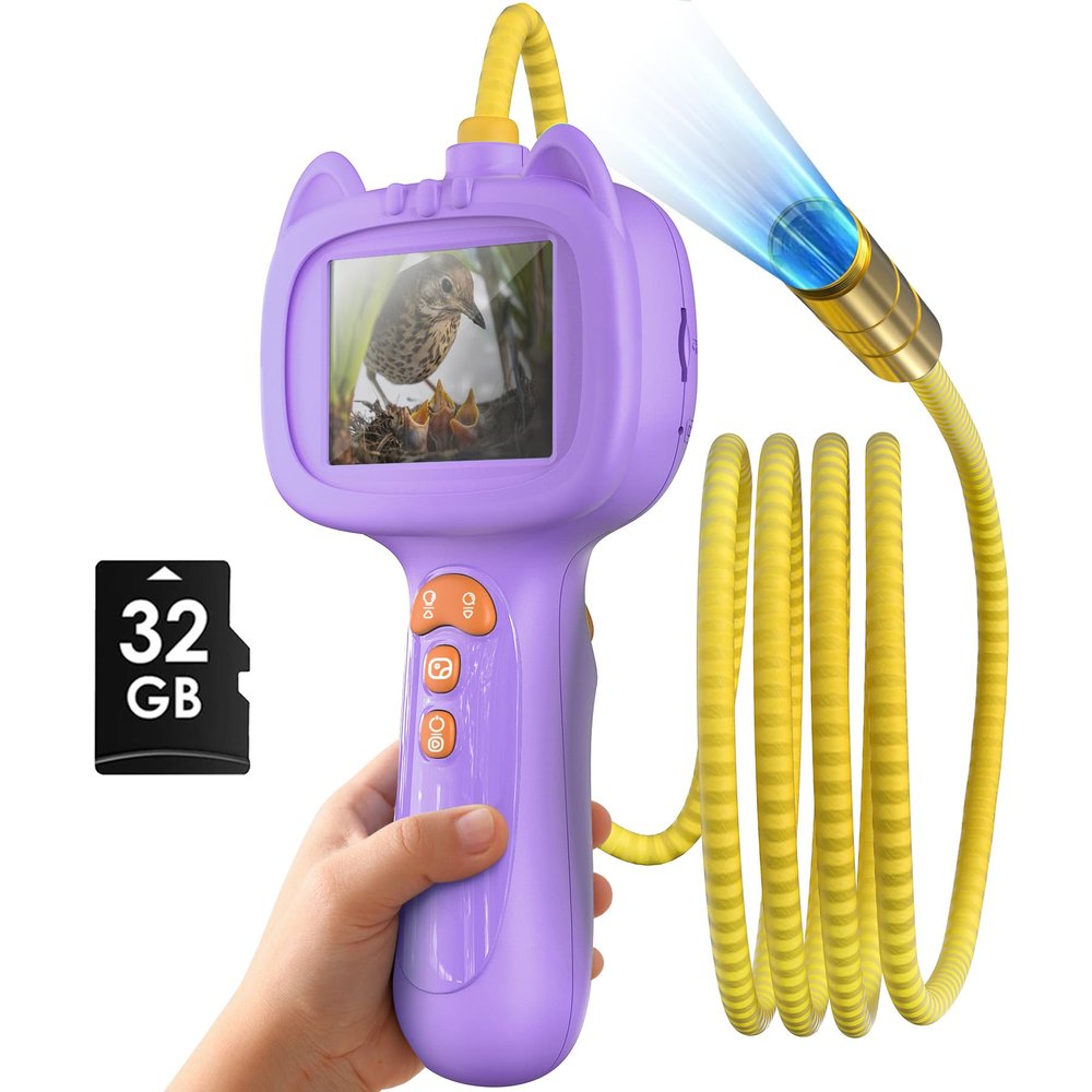 Borescope Snake Camera with Light for KidsSTEM Endoscope Educational Toy KitOutdoor Camping Nature Science Exploration Hoilday Birthday Gift for Boys & Girls Ages 3+ Years Old (Purple)