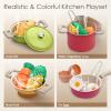 Golray Play Kitchen Accessories, Pretend Cooking Playset for Kids with Pots and Pans Set, Cooking Utensils Toys, Organizer, Play Food Set, Apron & Condiments, Birthday Gifts for Toddlers Boys Girls view 4