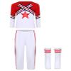 Eandarui Kids Unisex 2-Piece Cheerleading Team Uniform Dress Up School Activities Sport Meeting Cheer Outfits Type B Red 9-10 Years view 3