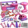 Lehoo Castle Kids Tool Set with Electric Toy Drill and Tool Box, Construction Toys for 3 Year Old Girls Birthday Gift, Pretend Play Toddler Tools for 3-5 Years Old (Pink) view 1