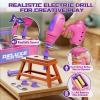 Lehoo Castle Kids Tool Set with Electric Toy Drill and Tool Box, Construction Toys for 3 Year Old Girls Birthday Gift, Pretend Play Toddler Tools for 3-5 Years Old (Pink) view 2
