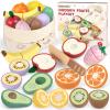Play Food Sets for Kids Kitchen Wooden Food Toys for 3 Year Old Girl Boy Toddler Cutting Pretend Play Set Learning Toys Birthday Gift 1 2 3 Year Old Fruits view 1