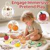 Play Food Sets for Kids Kitchen Wooden Food Toys for 3 Year Old Girl Boy Toddler Cutting Pretend Play Set Learning Toys Birthday Gift 1 2 3 Year Old Fruits view 4