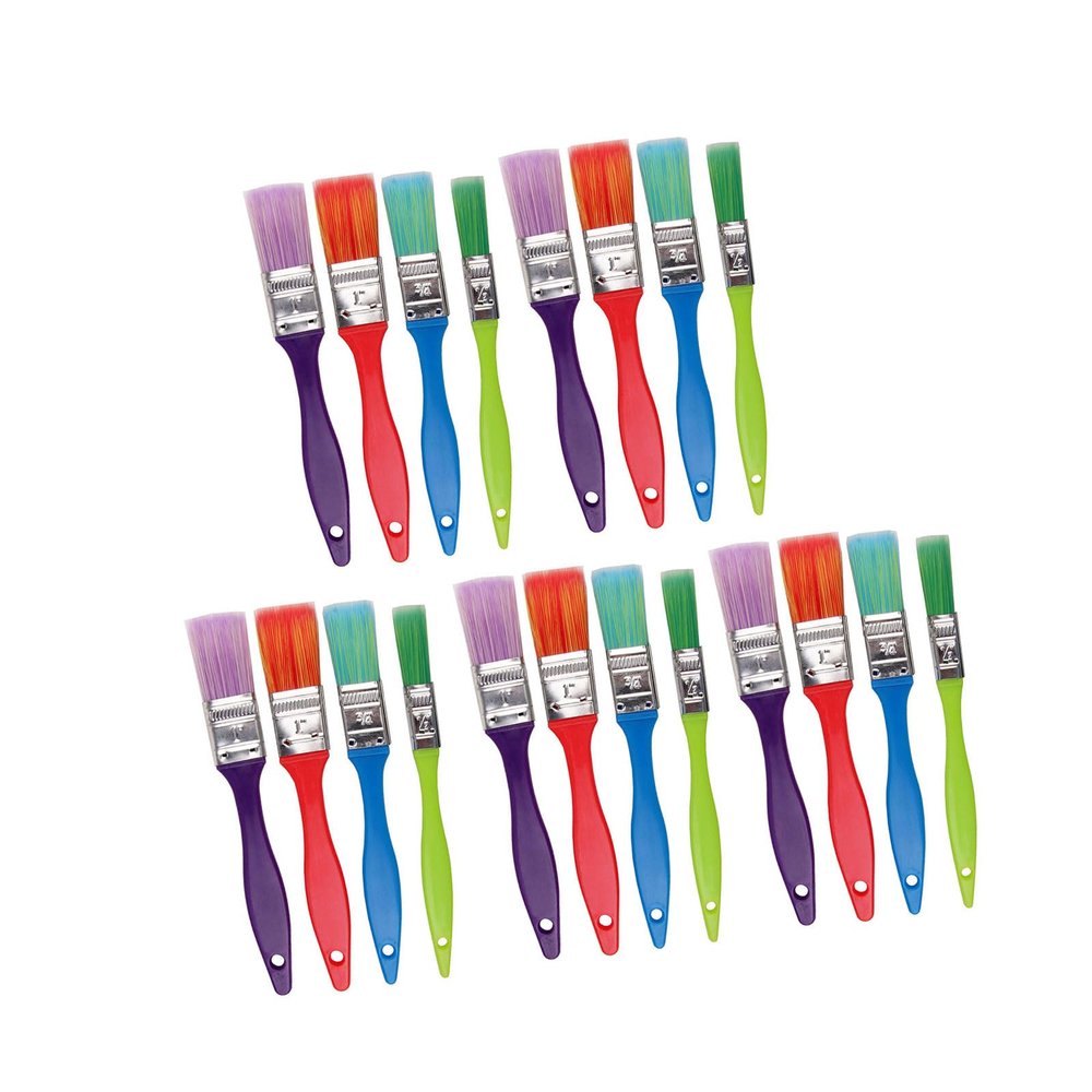 20Pcs Children Paint Brush Colorful Nylon Bristle Paint Brush for Kid Student Oil Acrylics Watercolor Gouache Painting