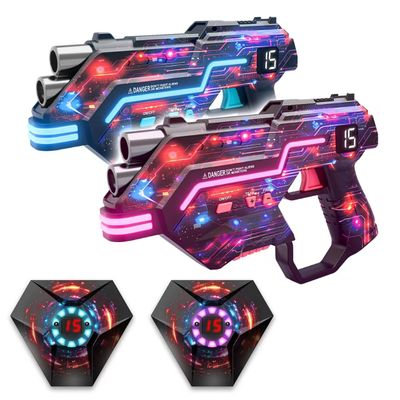 Laser Tag Guns Set of 2: LED Vest Setting | Dynamic Barrel | Fun Ideas Age 8+ Year Old Toys | Lazer Game Teen Boys & Girls Outdoor Activity | Gift for Kids, Teens & Adults